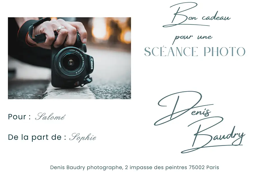 Bon cadeau pour shooting photo
